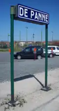 Naambord station De Panne