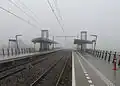 Station op een mistige dag