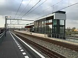 Vanaf het tijdelijke, inmiddels gesloopte, spoor 2 richting het noorden (april 2015)