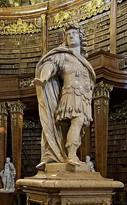 Karel VI als Hercules Musarum (1735) in de Oostenrijkse Nationale Bibliotheek