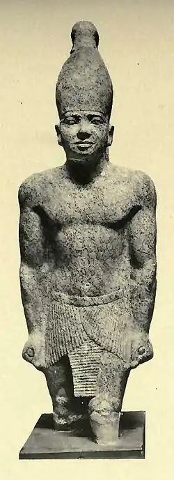 Standbeeld van farao Teti (1908), James Edward Quibell, Egyptisch Museum Vindplaats in de buurt van zijn piramide in Saqqara