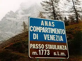 Pashoogte van de Staulanza