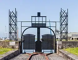 Voormalige aansluiting van de spoorpont in Stavoren