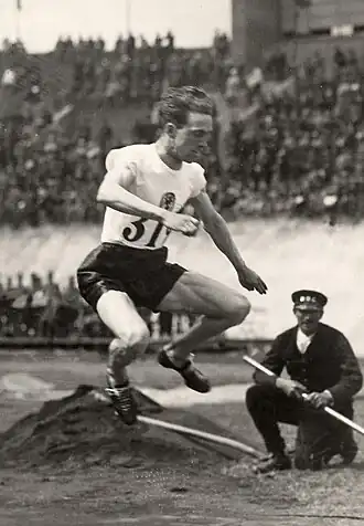 Steef van Musscher in actie tijdens de OS van 1928