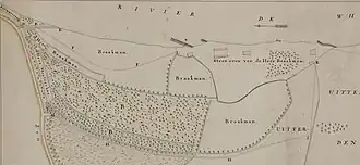 De steenoven, met de naam van Maria’s tweede echtgenoot Braakman, op een kaart uit 1775.