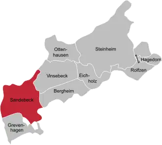 Ligging van Sandebeck in de gemeente Steinheim