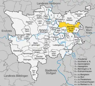 Kaart van Steinheim an der Murr