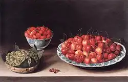 Stilleven met kersen, aardbeien en kruisbessen (1630)