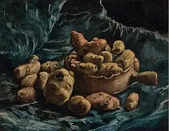 Stilleven met aarden kom met aardappelen, september 1885