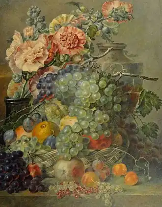 Stilleven met fruit en bloemen