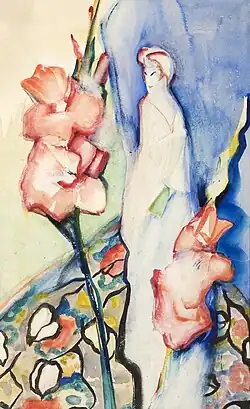 Alida Pott: Stilleven met Chinese sculptuur en bloemen (1925)