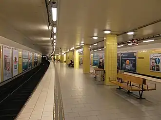 Het perron met de blik naar het noorden