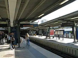 Het perron aan de noordkant van het station