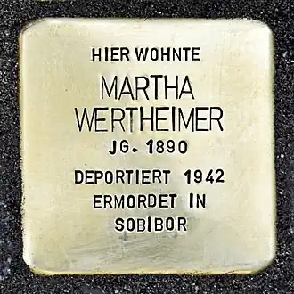 In Frankfurt is een stolperstein neergelegd ter nagedachtenis van Wertheimer.