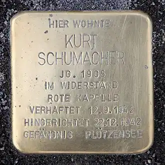 Stolpersteine voor Kurt Schumacher