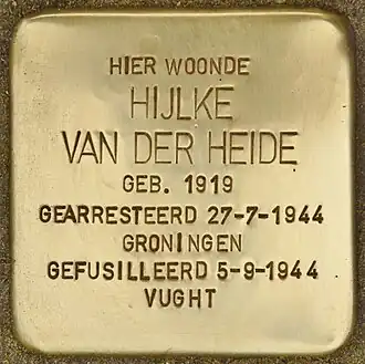 Stolpersteine voor Hielke van der Heide