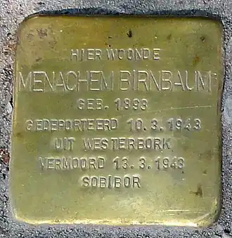 Stolperstein voor Menachem Birnbaum in Gouda, Lage Gouwe 34