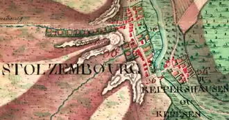 De burcht op de Ferrariskaart van 1777