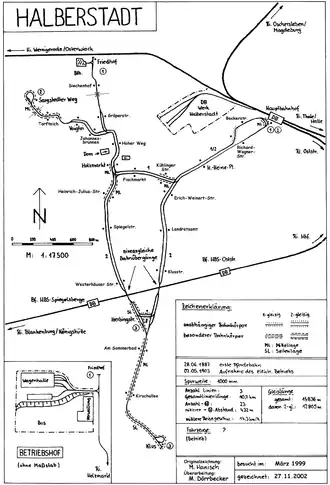 Netwerkkaart van de Tram van Halberstadt