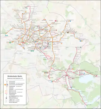 Netwerkkaart van de Tram van Berlijn