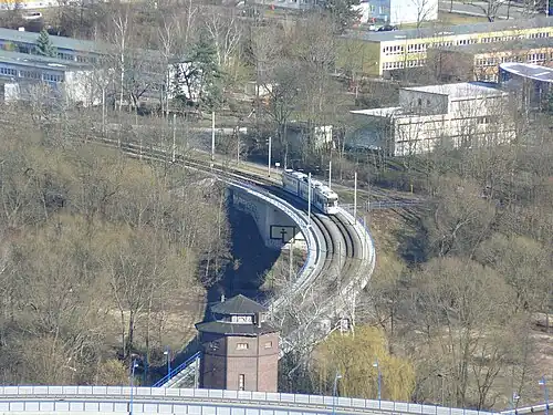 Trambrug over de Saale tussen Göschwitz en Neulobeda