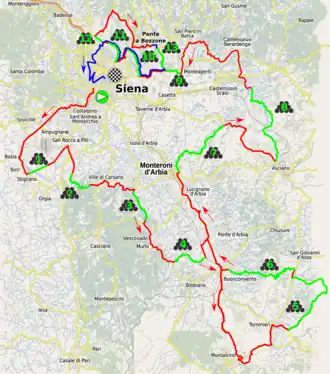 Routekaart van de Strade Bianche 2024