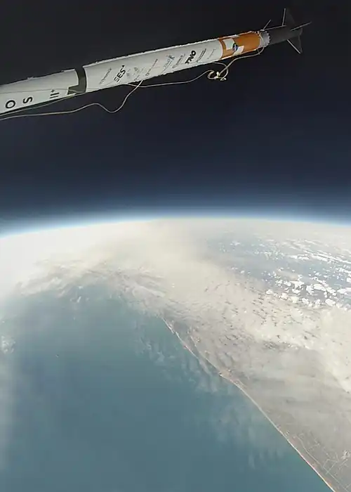 Lancering van de Stratos II+ raket.