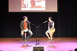 Interview van Dominique Goblet door Jeroen Mirck op Stripdagen Haarlem 2010. (Foto: Branko Collin)