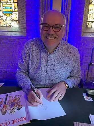 D'Auwe, Strips op de Markt in Gouda, 5 mei 2024.