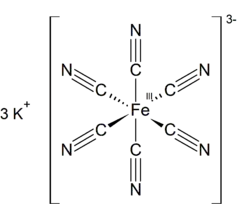 Structuurformule van kaliumhexacyanoferraat(III)