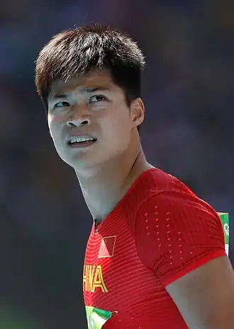 Su Bingtian tijdens de OS 2016