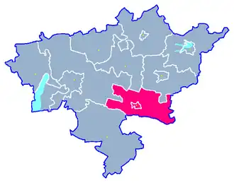 Ligging van de gemeente binnen de powiat