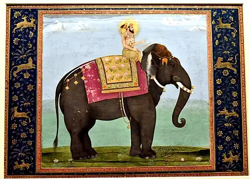 Sultan Shah Jahan op zijn olifant Madhukar Gajraj (18e eeuw), Museum für Islamische Kunst (Berlijn)