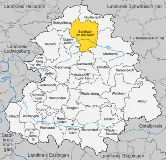 Kaart van Sulzbach an der Murr