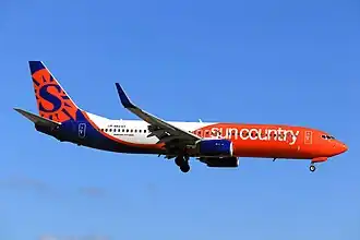 Een Boeing 737-800 van Sun Country Airlines