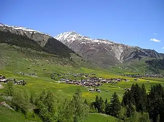 Het bovenste gedeelte van het Surselva bij Sedrun