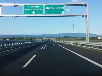 De A34 nabij Gradisca d'Isonzo