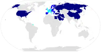 De landen die deelnamen aan de vredesgesprekken in Wenen van 30 oktober tot 14 november 2015.