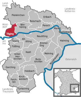 Kaart van Töging am Inn