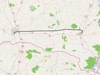 Spoorlijn Tønder - Tinglev op de kaart