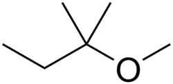 Structuurformule van 2-methoxy-2-methylbutaan