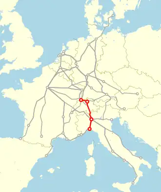 TEE Gottardo, route 1974 - 1979