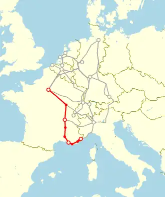 TEE Mistral in het TEE-net van 1965