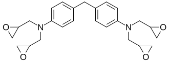 Structuurformule van tetraglycidyl-4,4'-diaminodifenylmethaan