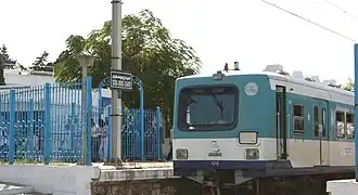 Een TGM-sneltram in Sidi Bou Said