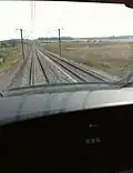 Zicht vanuit de cabine bij 320 km/h.