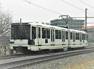 tram 212 aan de Route de la Sorge te Lausanne