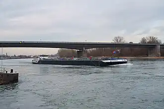 De Bodensee in februari 2021 op de Rijn bij de Duitse stad Speyer, net ten zuiden van de Salierbrug