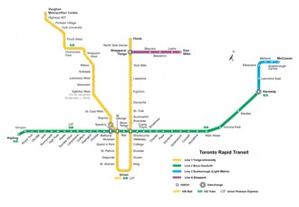 Netwerkkaart van de Metro van Toronto