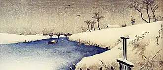 Sneeuw in de rivier Ayase (1915)